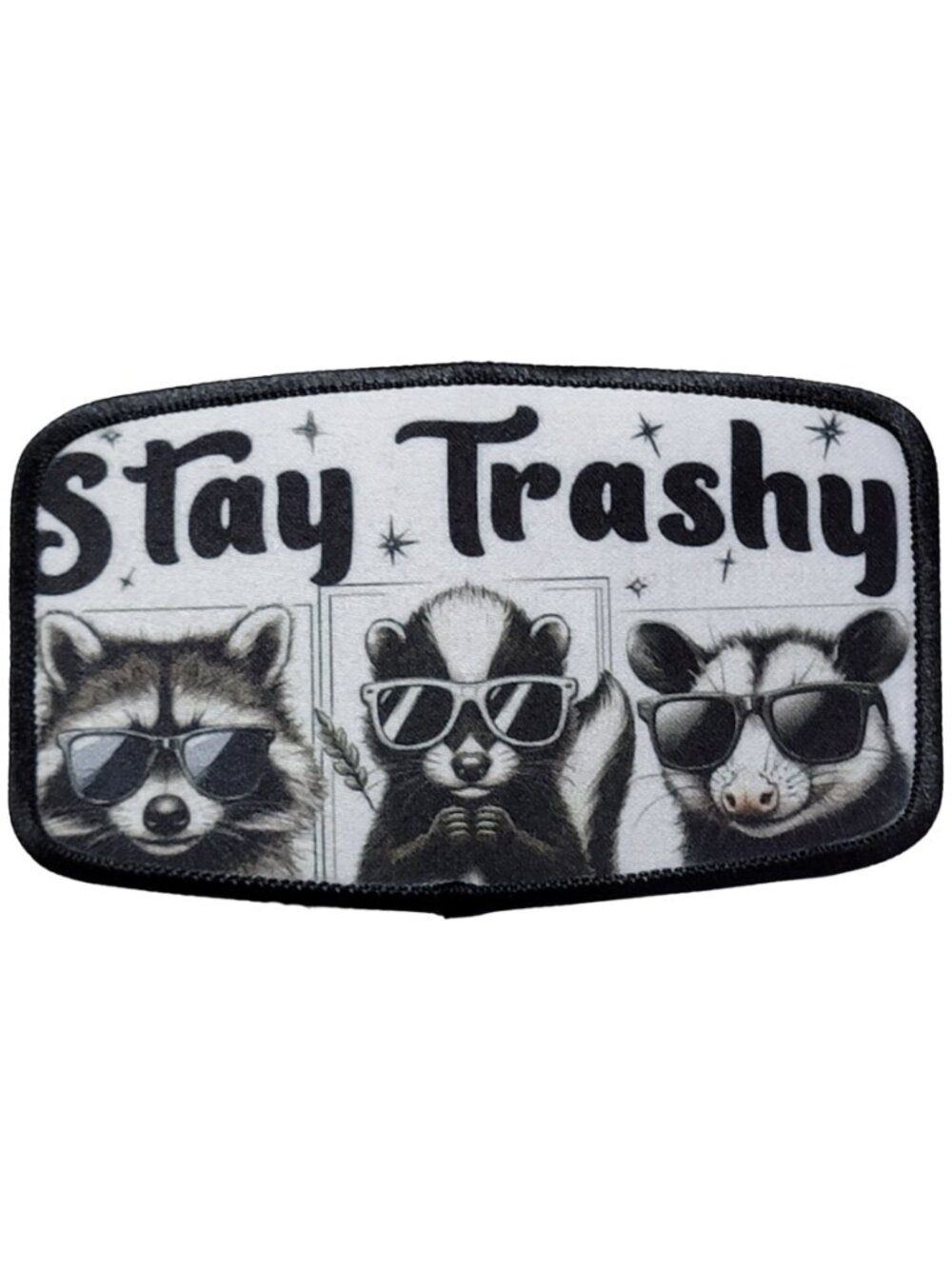 Stay Trashy Sublimation DYI Fabric Hat Patch Glue Iron On Sew Hat Patch